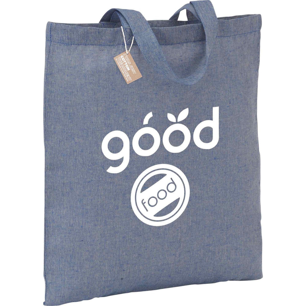 Recycled Cotton Twill Tote Bag, 5 oz Embroidery - Blue - Photo