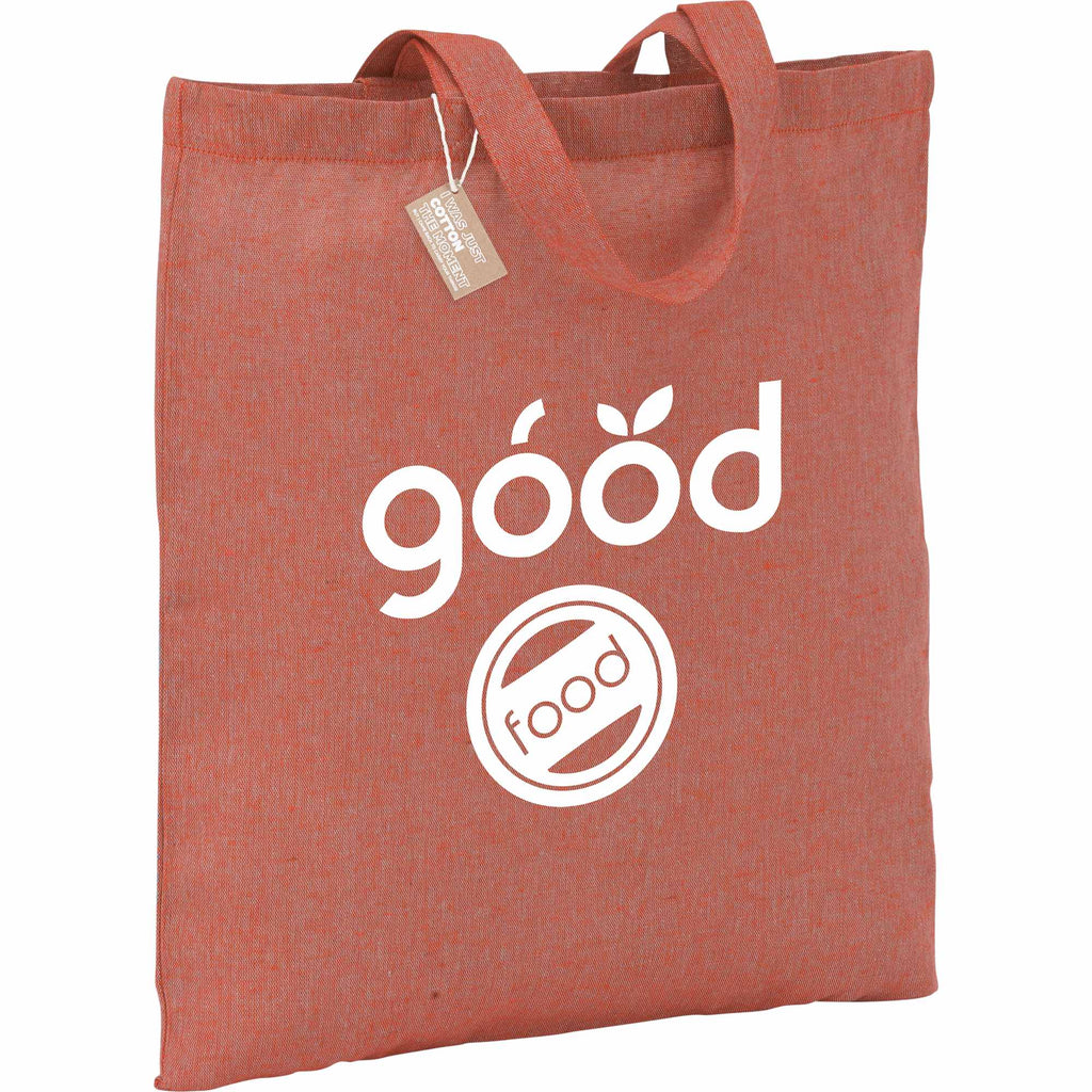 Recycled Cotton Twill Tote Bag, 5 oz Embroidery - Red - Photo
