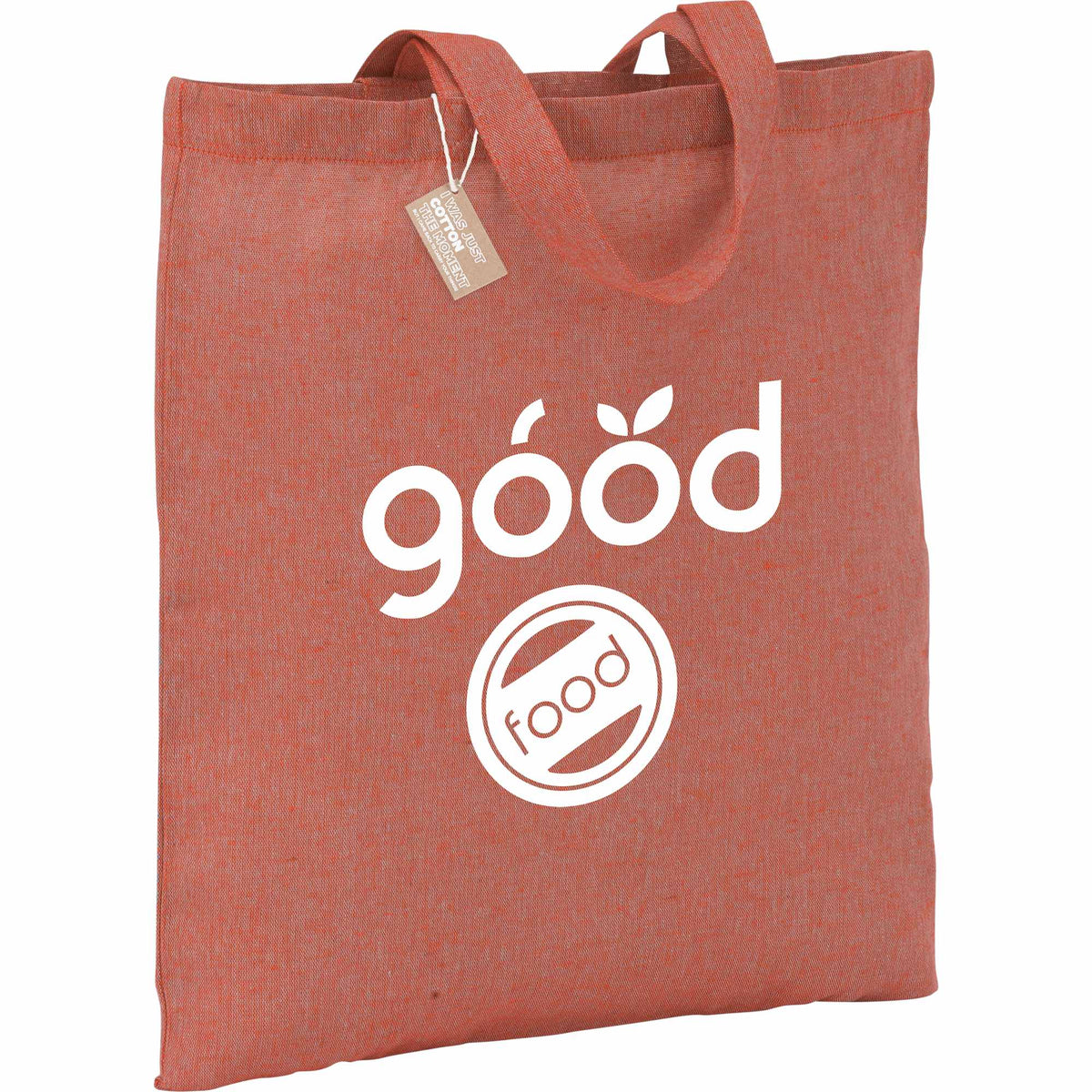 Recycled Cotton Twill Tote Bag, 5 oz Embroidery - Red - Photo