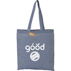 Recycled Cotton Twill Tote Bag, 5 oz Full Color - Blue - Front