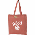 Recycled Cotton Twill Tote Bag, 5 oz Full Color - Red - Front
