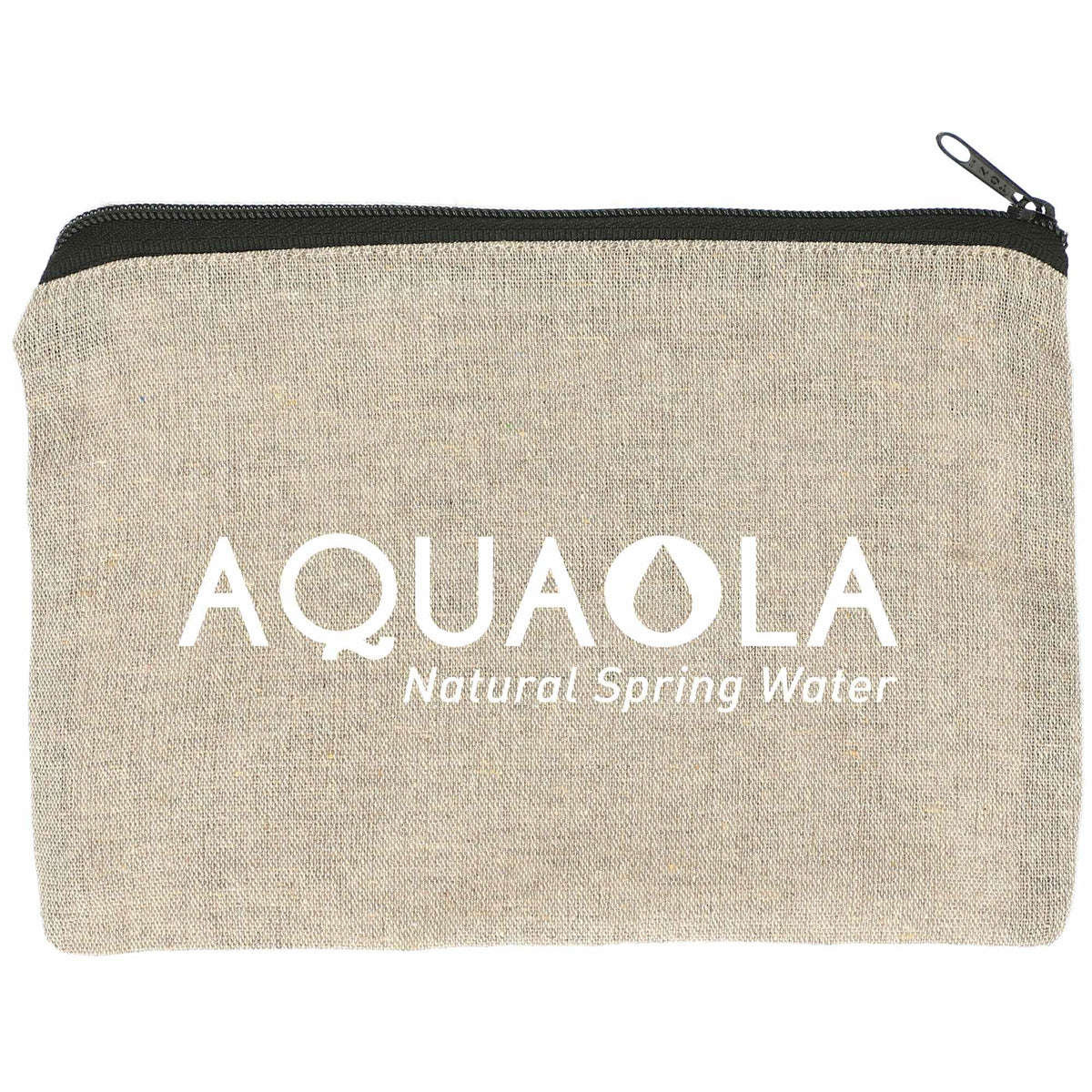 Recycled Cotton Twill Zip Pouch, 5 oz Full Color - Natural - Front