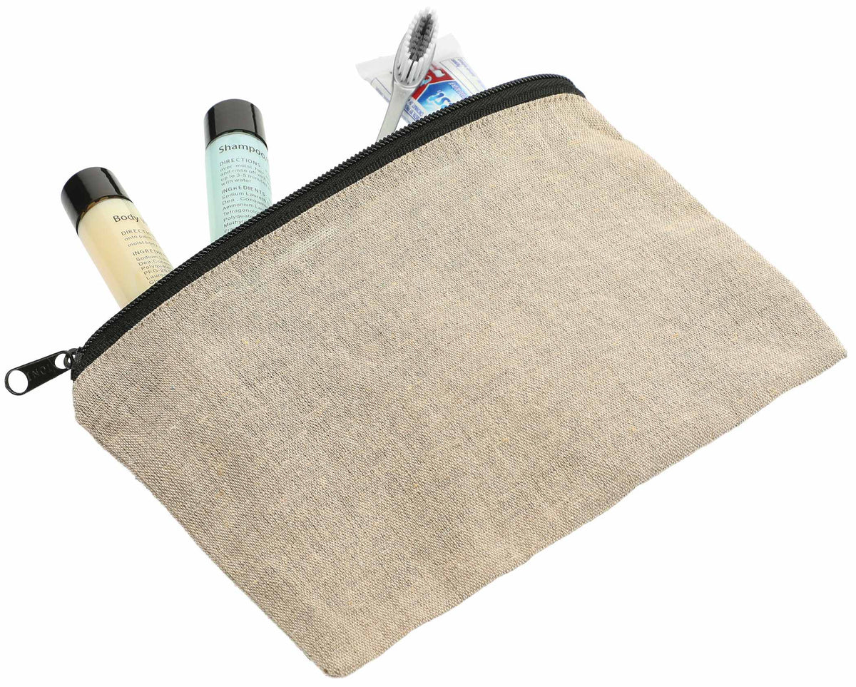 Recycled Cotton Twill Zip Pouch, 5 oz Full Color - Natural - Right Angle 2