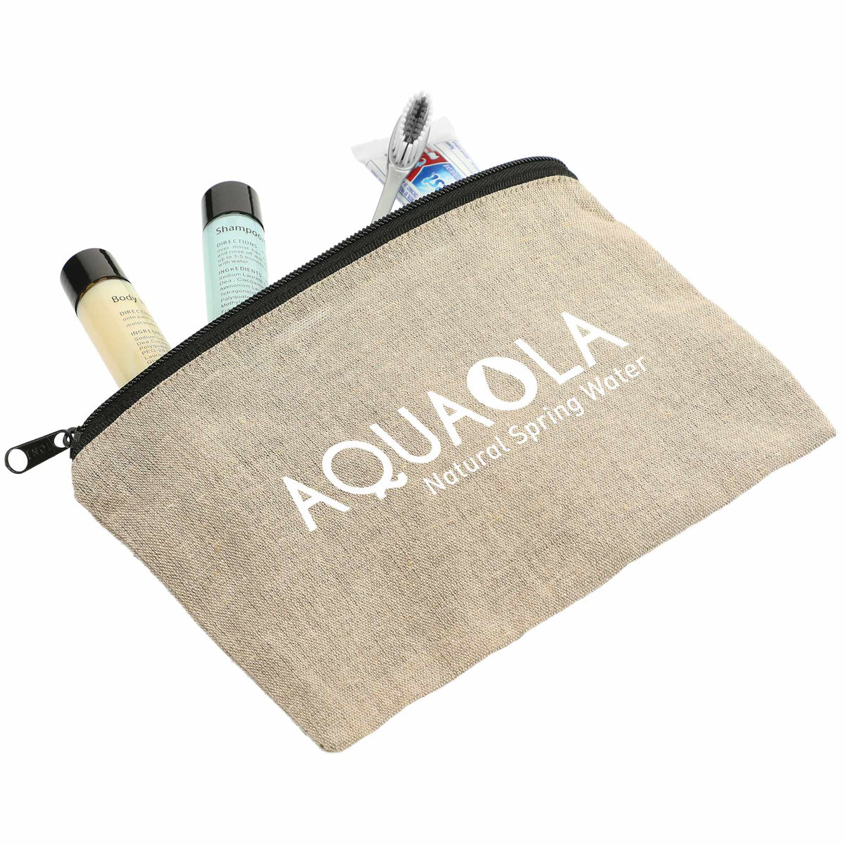 Recycled Cotton Twill Zip Pouch, 5 oz - Natural - Right Angle 2
