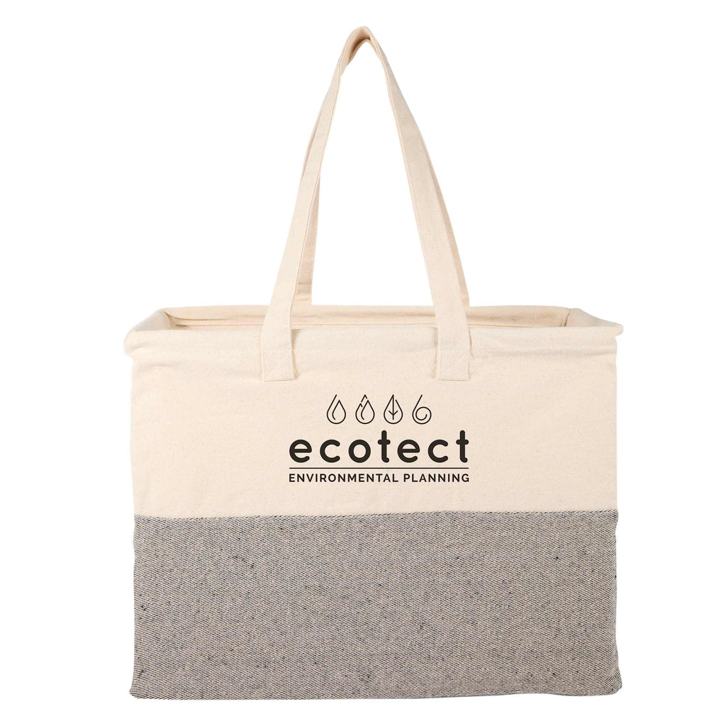 Recycled Cotton Utility Tote, 10 oz Embroidery - Natural/Gray - Front