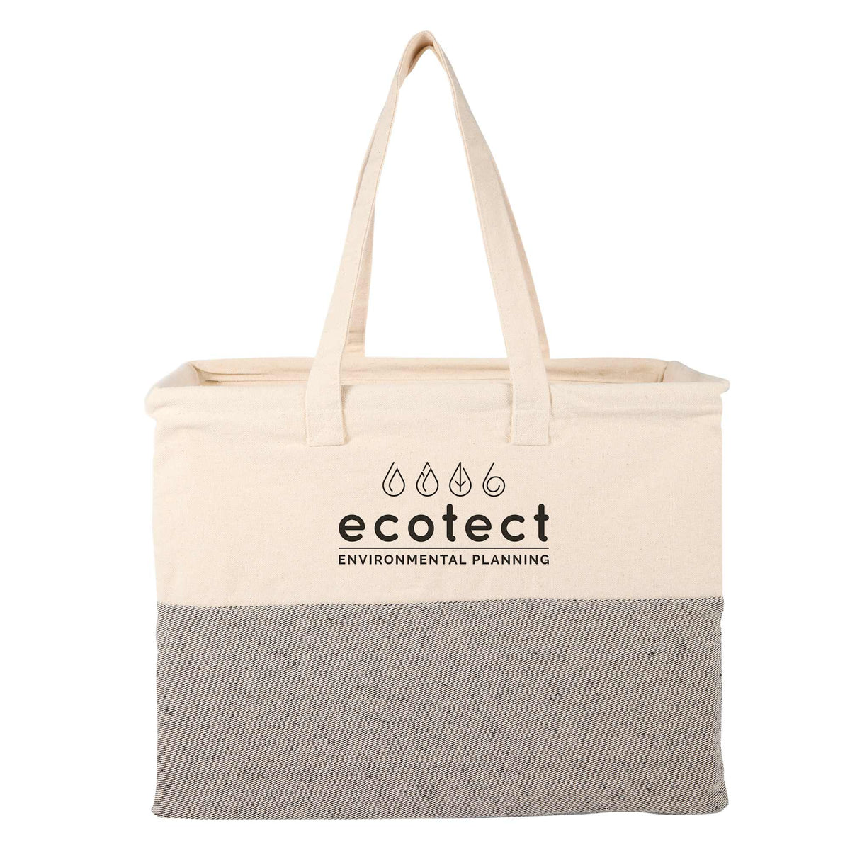 Recycled Cotton Utility Tote, 10 oz Embroidery - Natural/Gray - Front