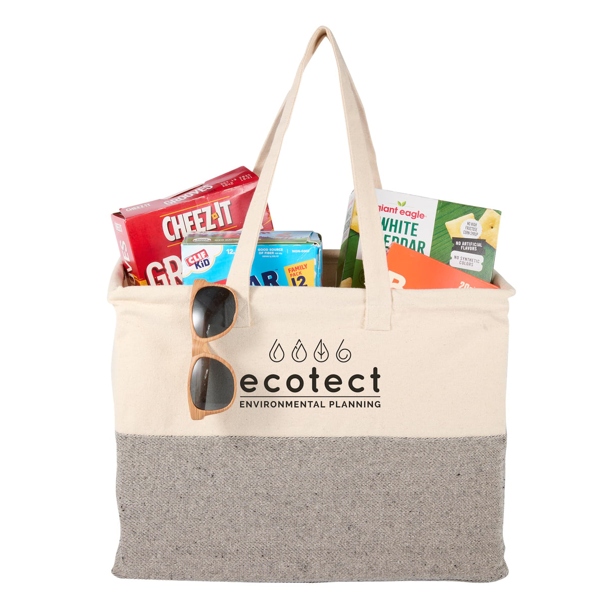 Recycled Cotton Utility Tote, 10 oz Embroidery - Natural/Gray - Right Angle 2