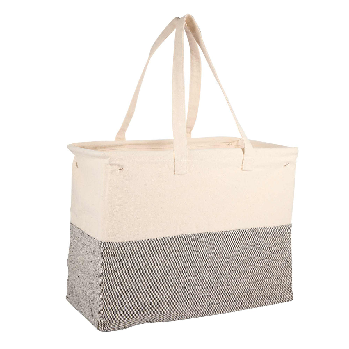 Recycled Cotton Utility Tote, 10 oz Embroidery - Natural/Gray - Right Angle 3