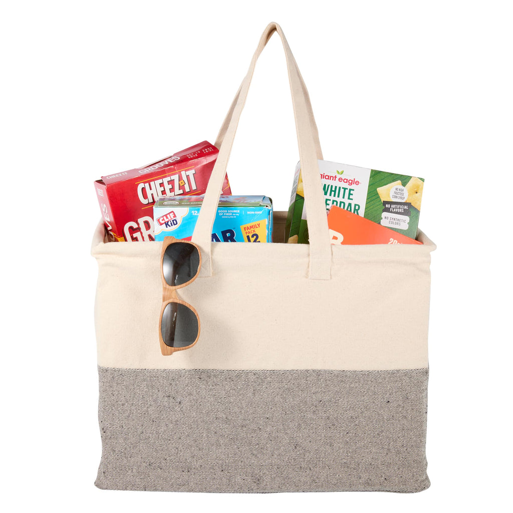 Recycled Cotton Utility Tote, 10 oz Embroidery - Natural/Gray - Right Angle 4