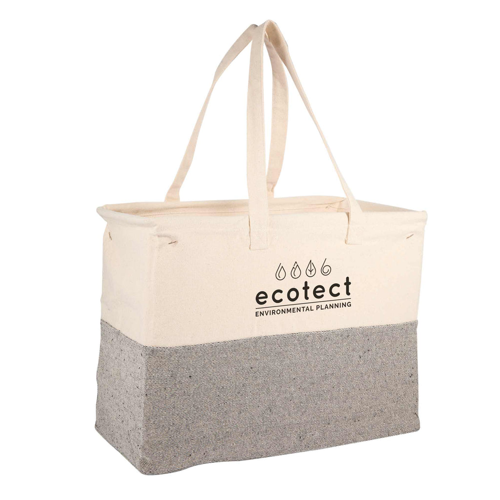 Recycled Cotton Utility Tote, 10 oz Embroidery - Natural/Gray - Right Angle