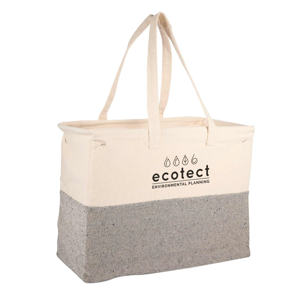 Recycled Cotton Utility Tote, 10 oz Embroidery - Natural/Gray - Right Angle