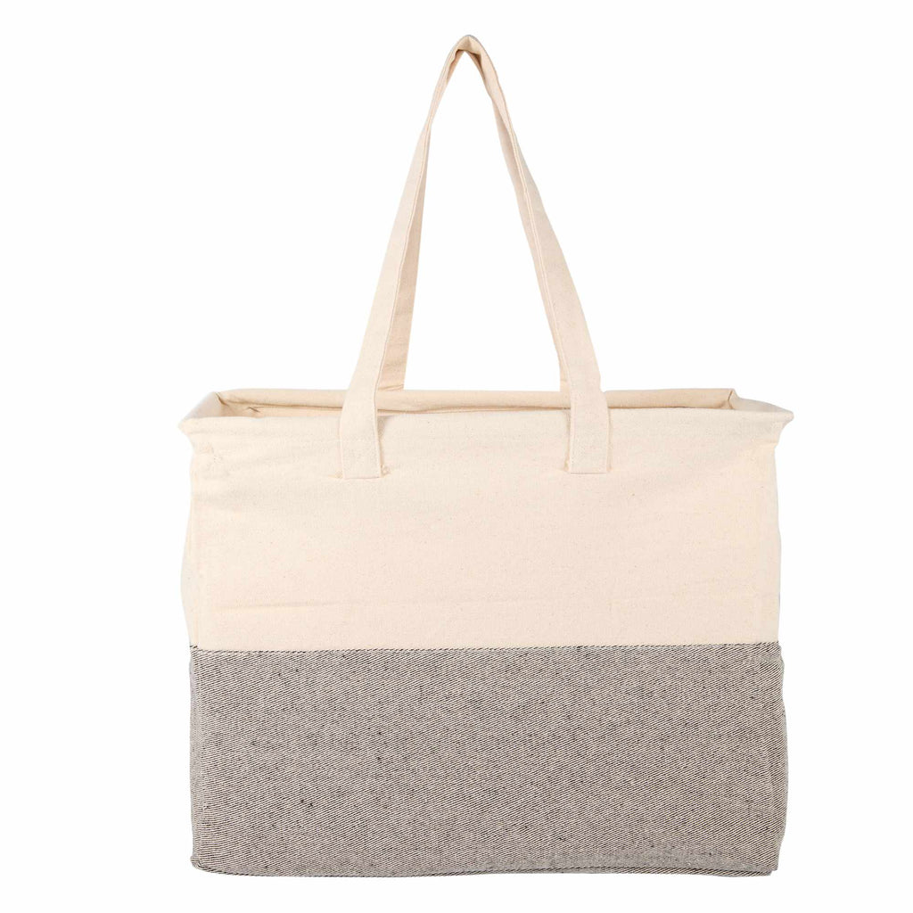 Recycled Cotton Utility Tote, 10 oz Transfer - Natural/Gray - Back