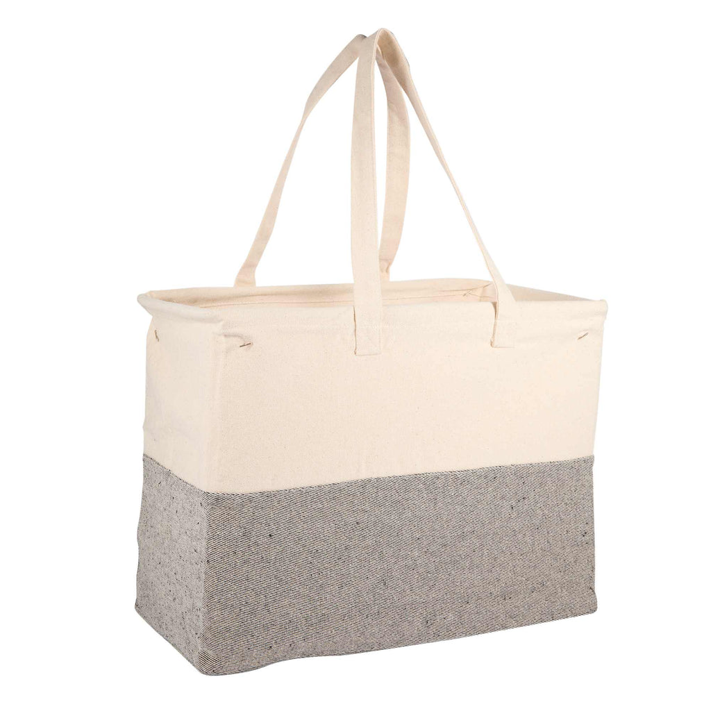 Recycled Cotton Utility Tote, 10 oz Transfer - Natural/Gray - Right Angle 3