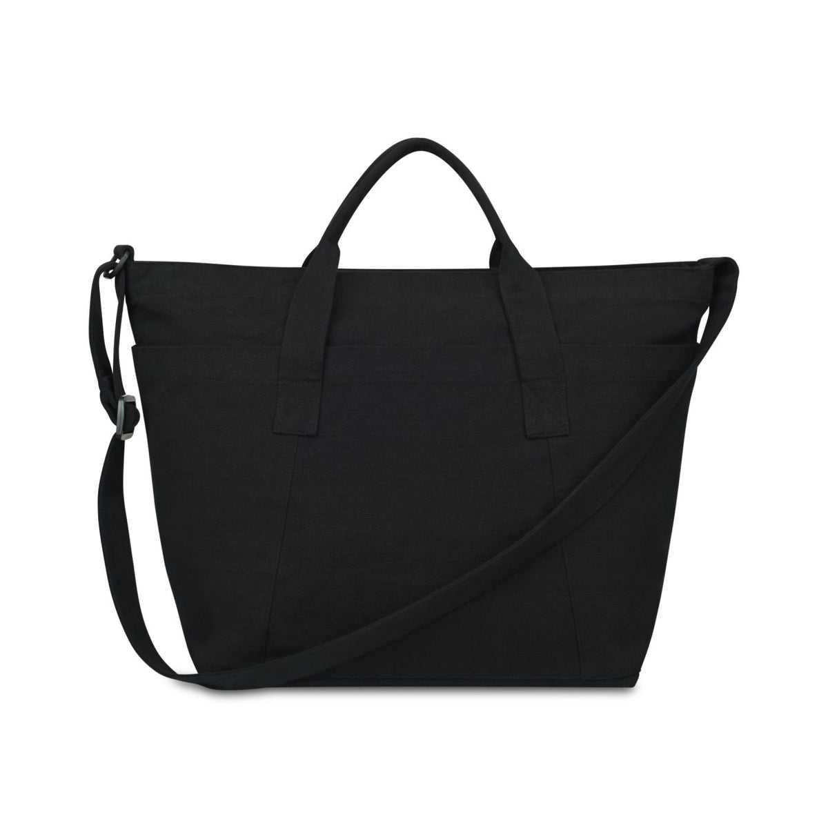 Recycled Cotton Utility Weekender Tote with Six Pockets - Black - View 2