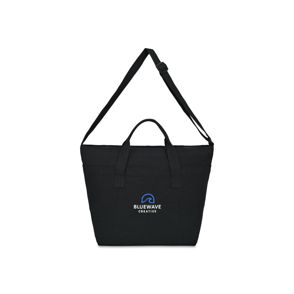 Recycled Cotton Utility Weekender Tote with Six Pockets - Black - View 3