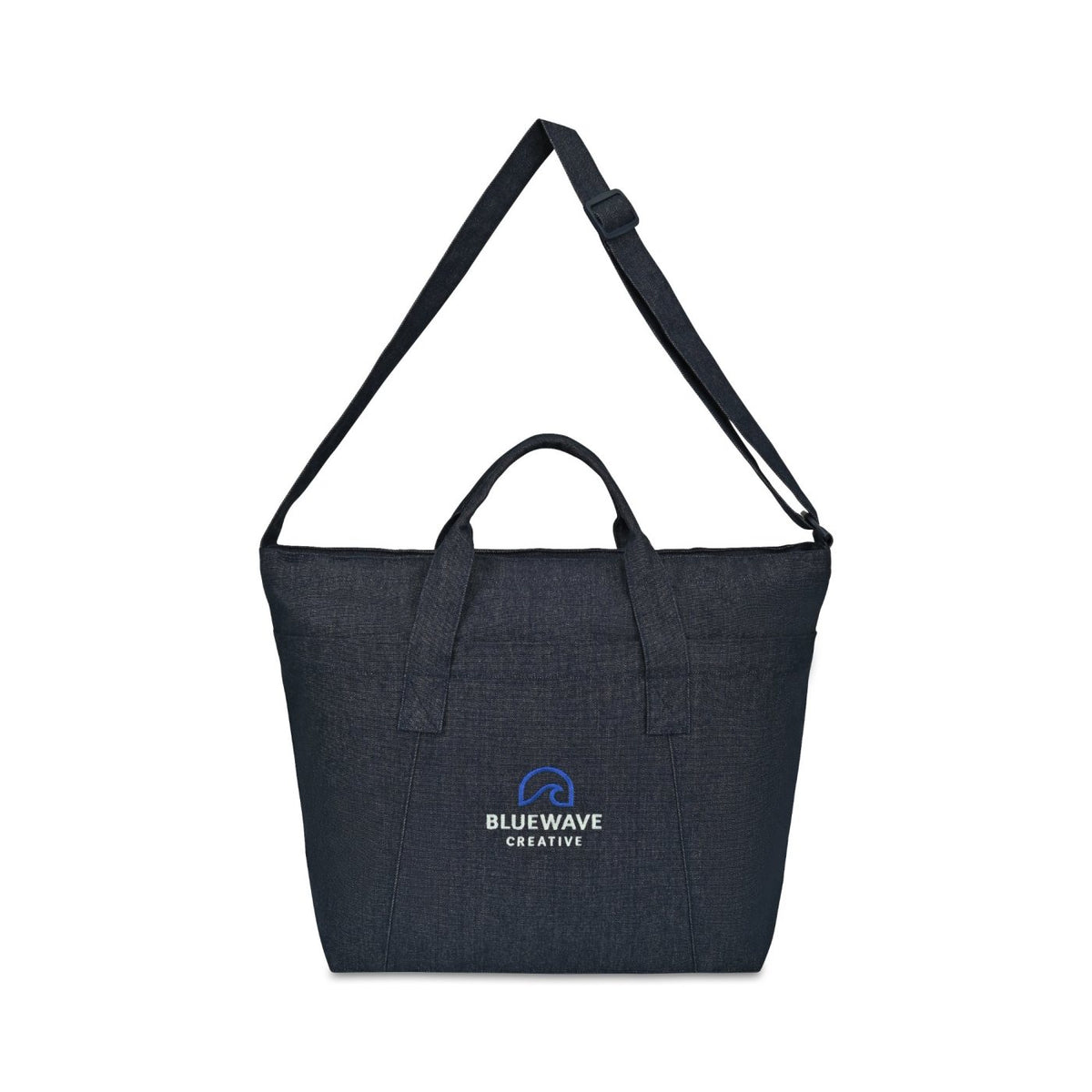 Recycled Cotton Utility Weekender Tote with Six Pockets - Indigo Denim - View 3