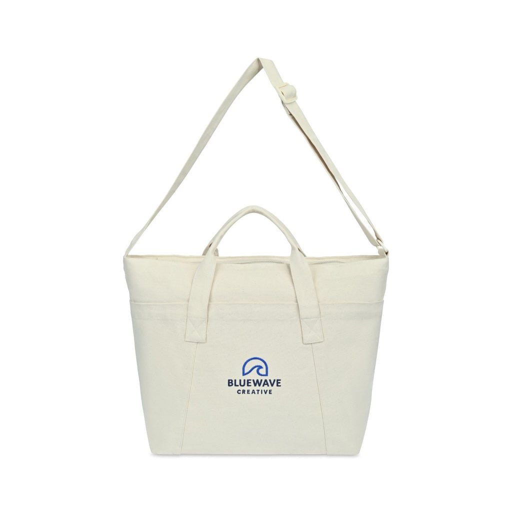 Recycled Cotton Utility Weekender Tote with Six Pockets Transfer - Natural - View 3