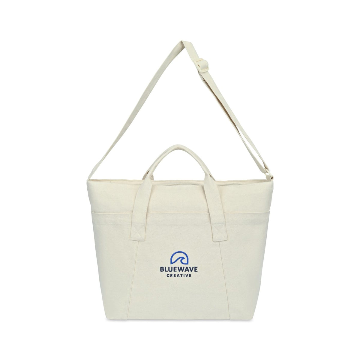 Recycled Cotton Utility Weekender Tote with Six Pockets Transfer - Natural - View 3