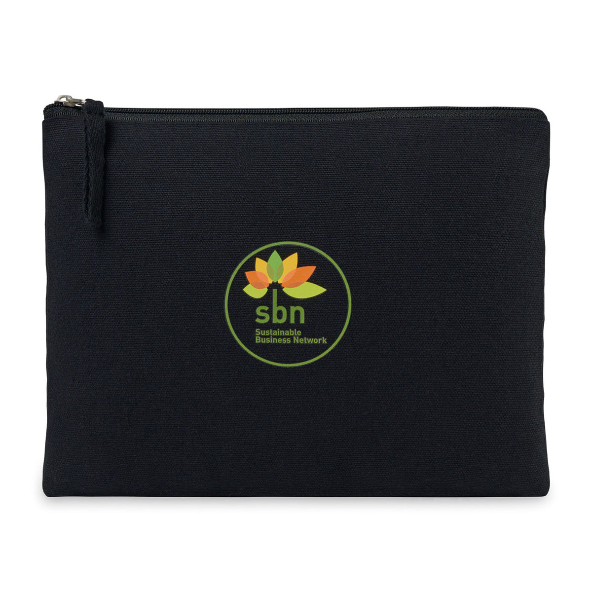 Recycled Cotton Zip Pouch, 9 oz Embroidery - Black - View 1