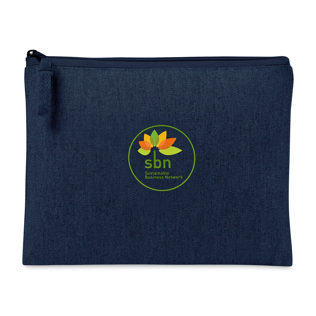 Recycled Cotton Zip Pouch, 9 oz Embroidery - Indigo Denim - View 2