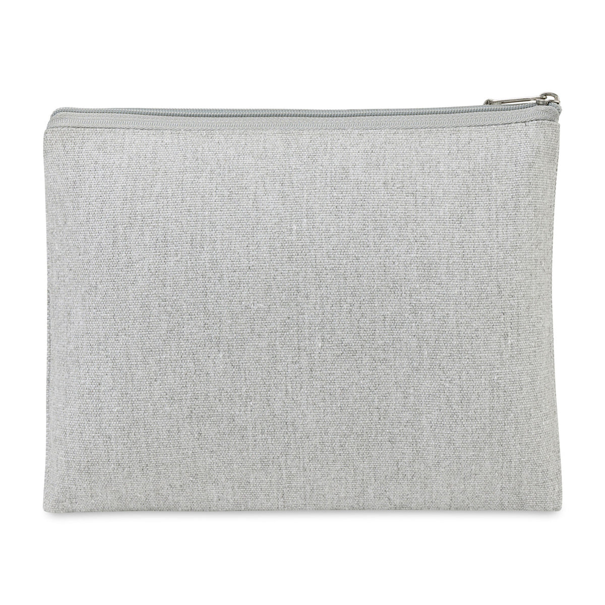 Recycled Cotton Zip Pouch, 9 oz Embroidery - Light Grey - View 2