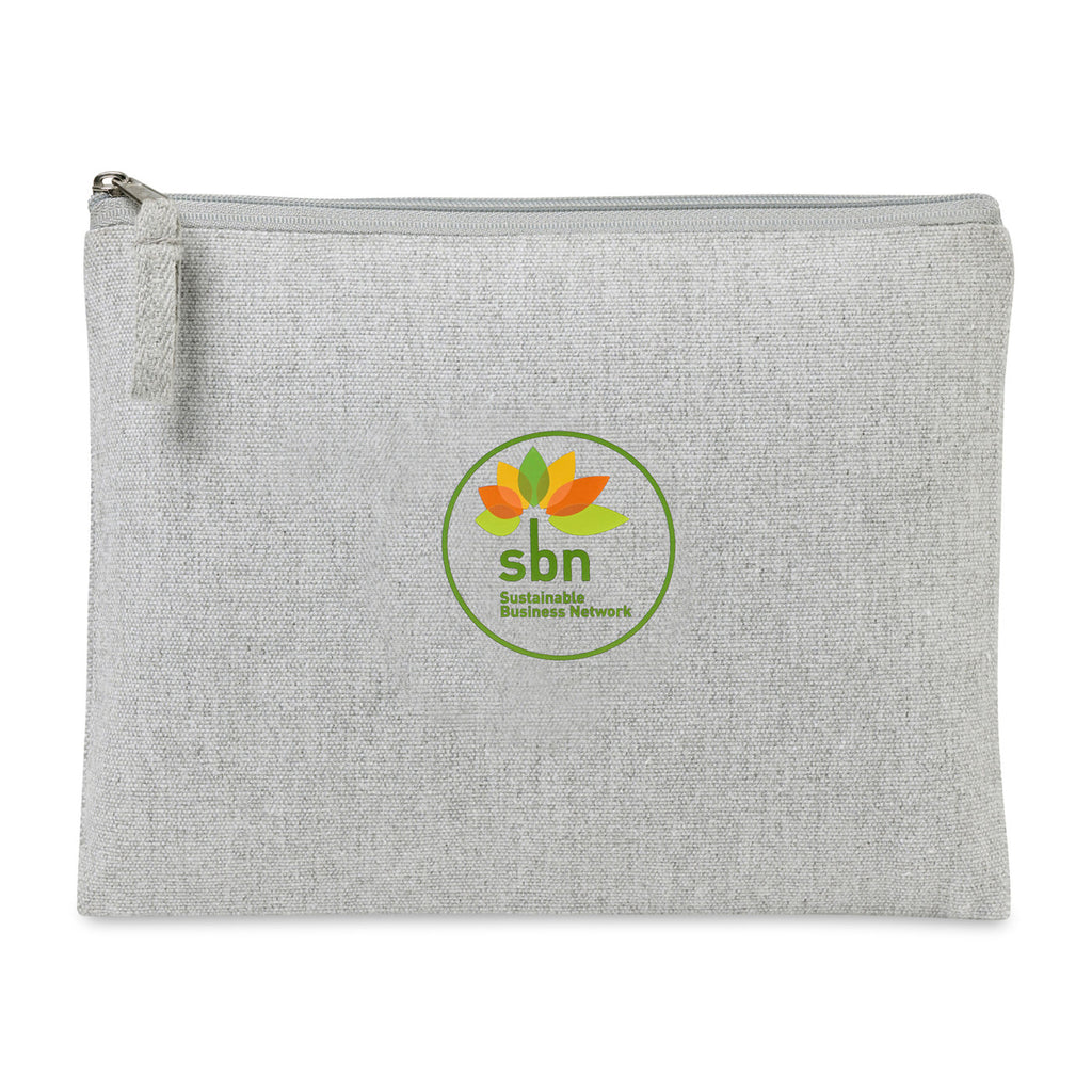 Recycled Cotton Zip Pouch, 9 oz Transfer - Light Grey - View 1
