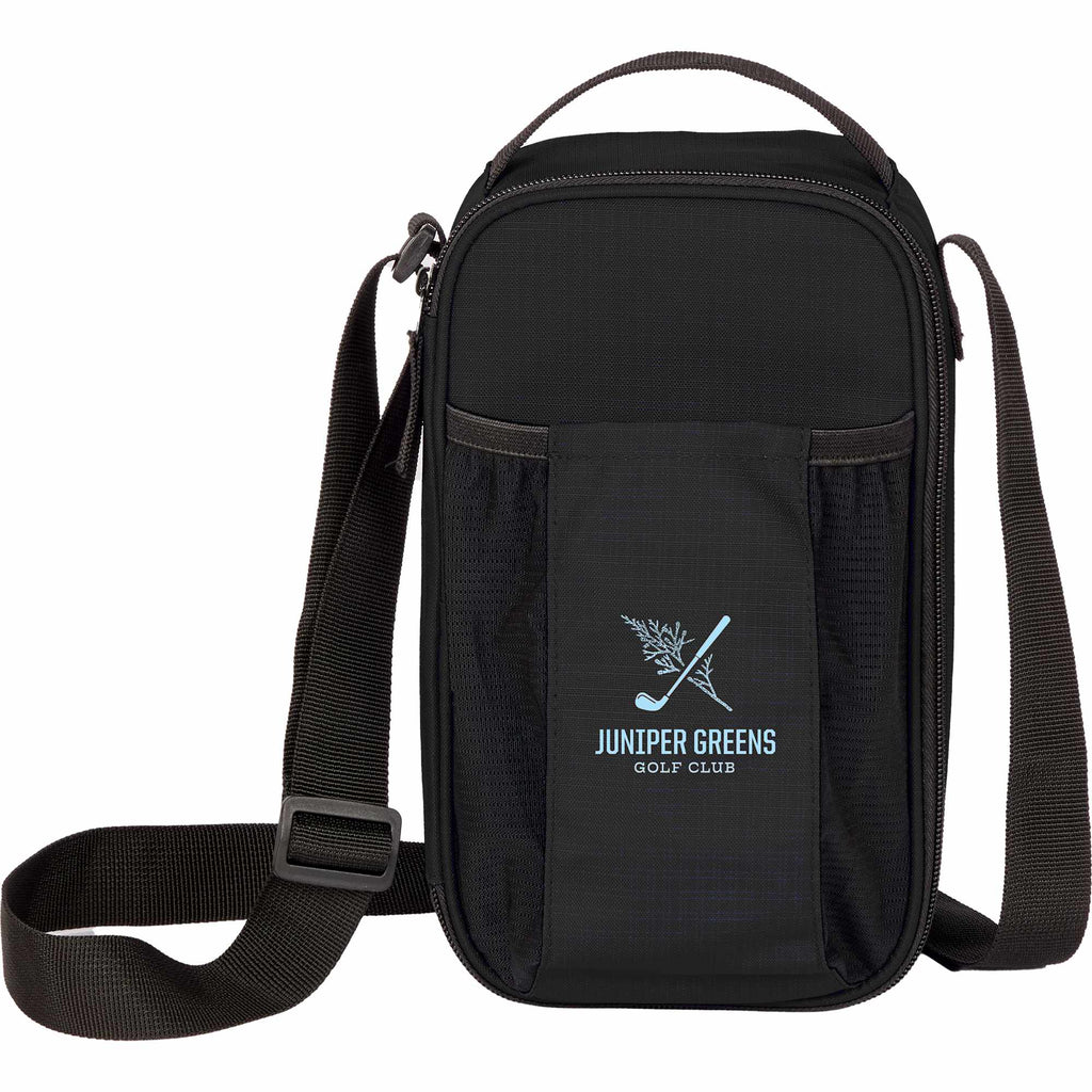 Recycled Crossbody Cooler for 6 Cans Transfer - Black - Front