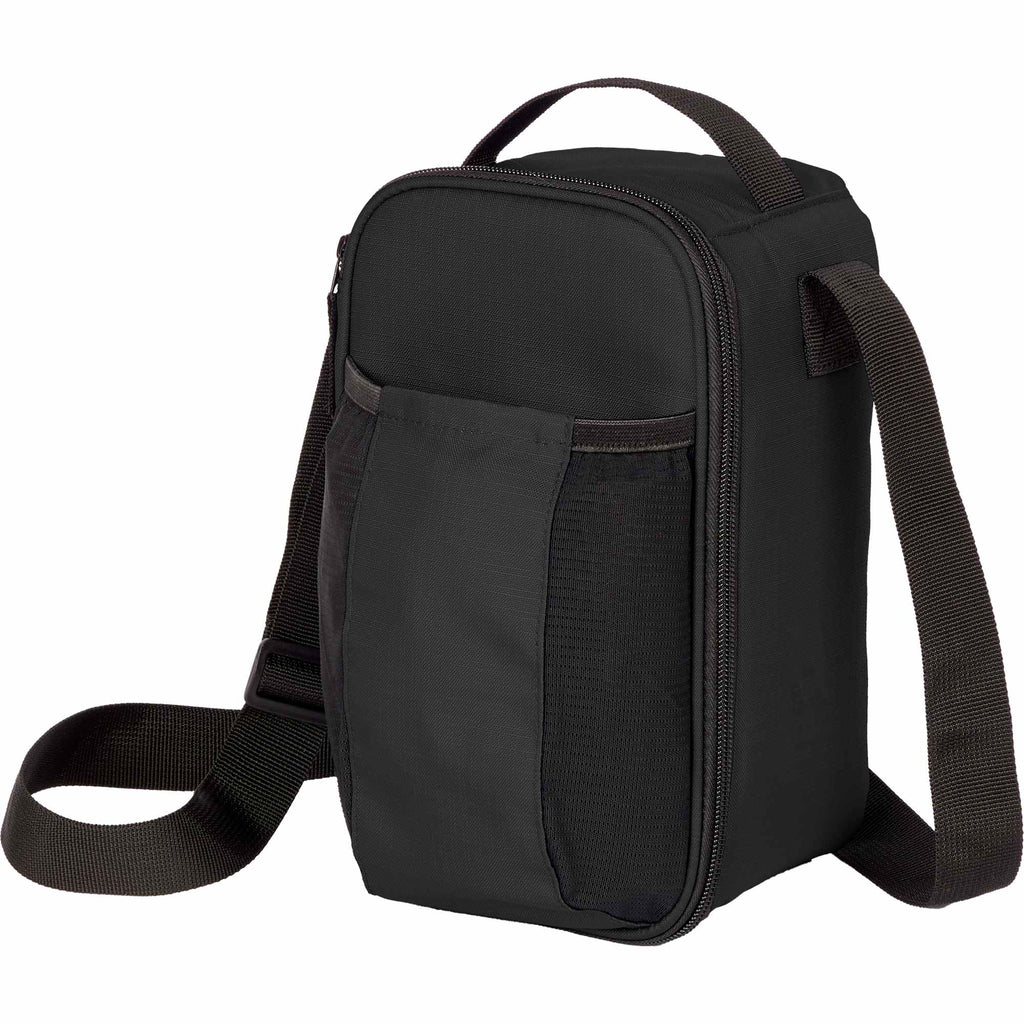 Recycled Crossbody Cooler for 6 Cans Transfer - Black - Left Angle