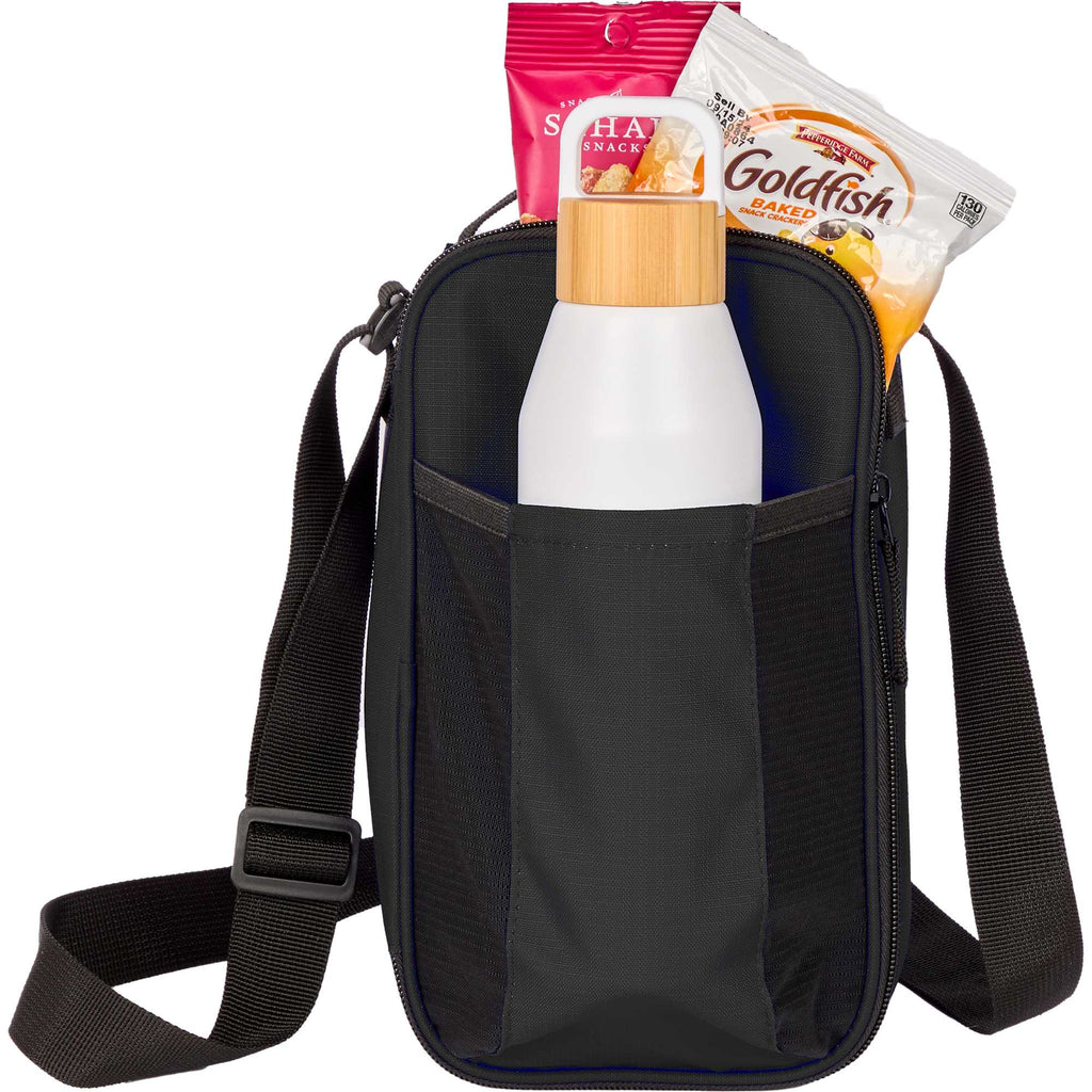 Recycled Crossbody Cooler for 6 Cans Transfer - Black - Propped