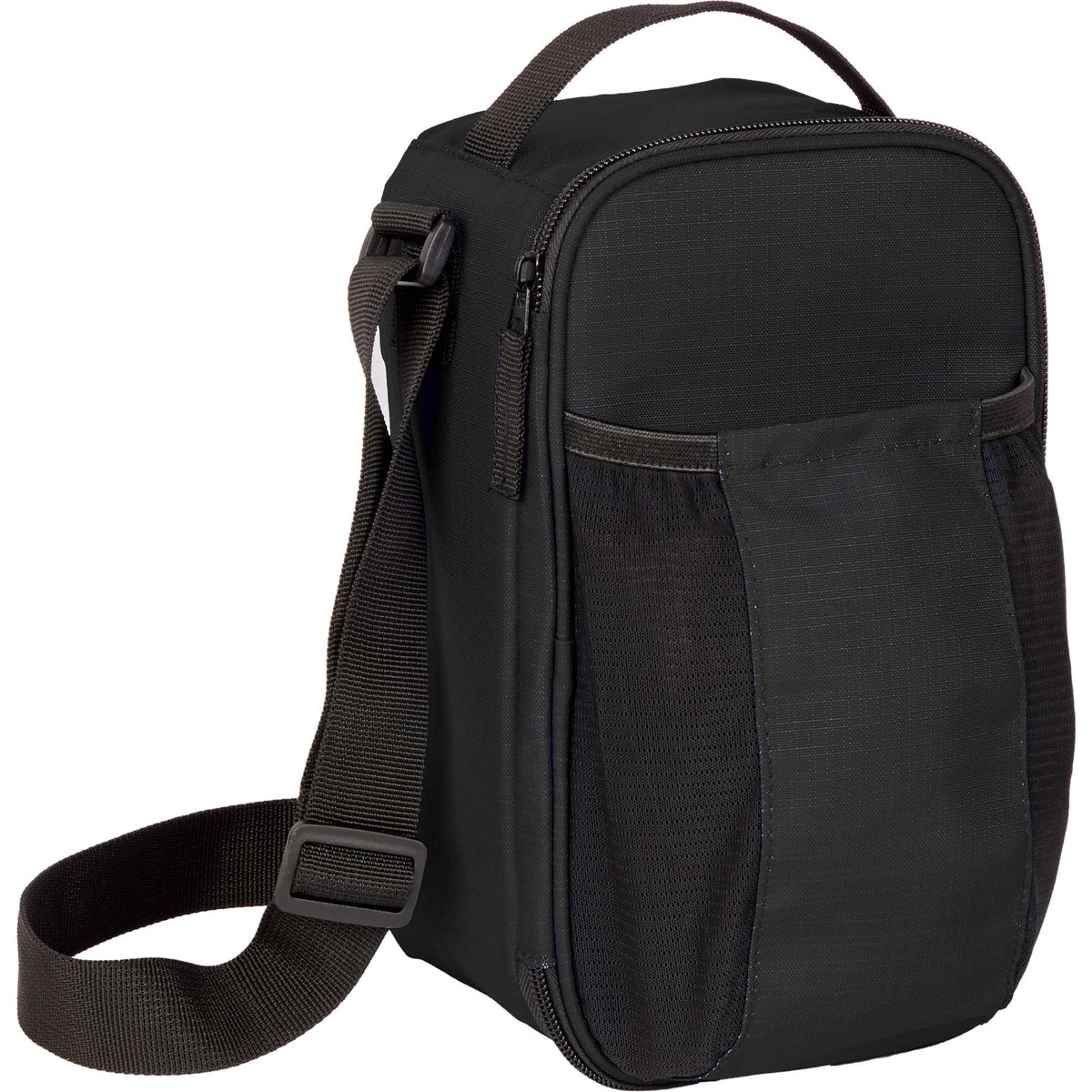 Recycled Crossbody Cooler for 6 Cans Transfer - Black - Right Angle