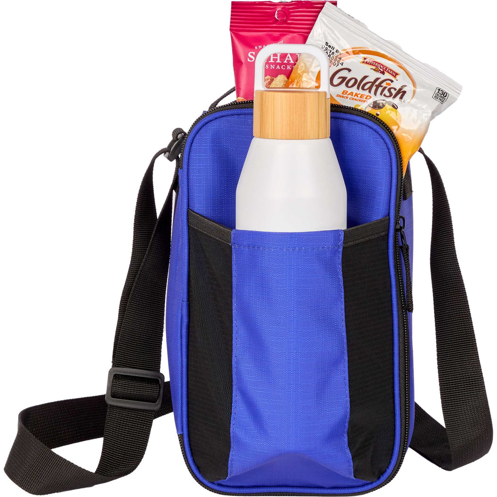Recycled Crossbody Cooler for 6 Cans Transfer - Royal - Propped