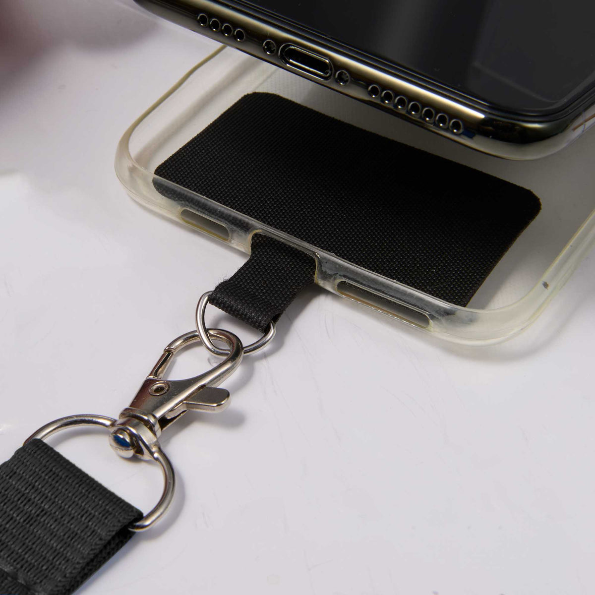 Recycled Crossbody Phone Lanyard, Adjustable - Black - Detail 3