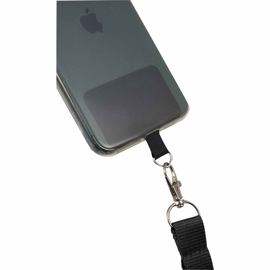 Recycled Crossbody Phone Lanyard, Adjustable - Black - Detail