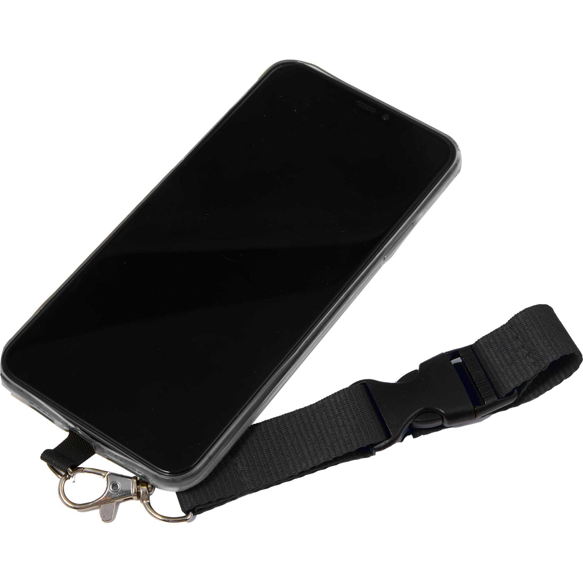 Recycled Crossbody Phone Lanyard, Adjustable - Black - Right Angle 3