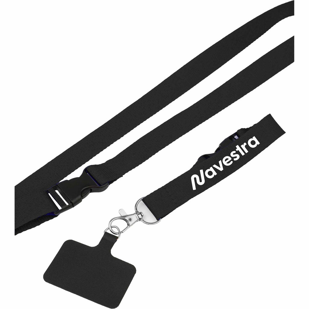 Recycled Crossbody Phone Lanyard, Adjustable - Black - Right Angle
