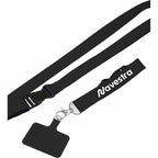 Recycled Crossbody Phone Lanyard, Adjustable - Black - Right Angle