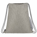Recycled Drawstring Bag with Lash Tab and Bottle Pocket Embroidery - Gray - Back