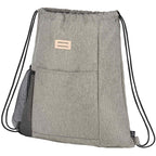 Recycled Drawstring Bag with Lash Tab and Bottle Pocket Full Color - Gray - Left Angle