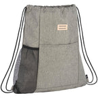 Recycled Drawstring Bag with Lash Tab and Bottle Pocket Full Color - Gray - Right Angle