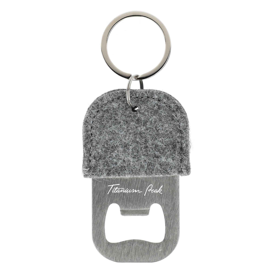 Recycled Felt Bottle Opener Keychain - Gray - Front 2