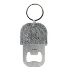 Recycled Felt Bottle Opener Keychain - Gray - Front