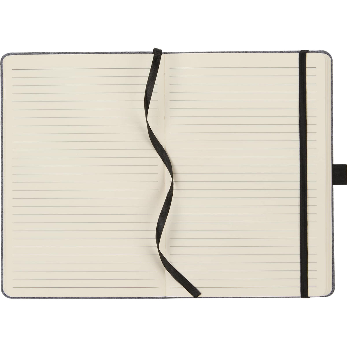 Recycled Felt Bound Notebook, 5.5 x 8 Inches Full Color - Charcoal - Open