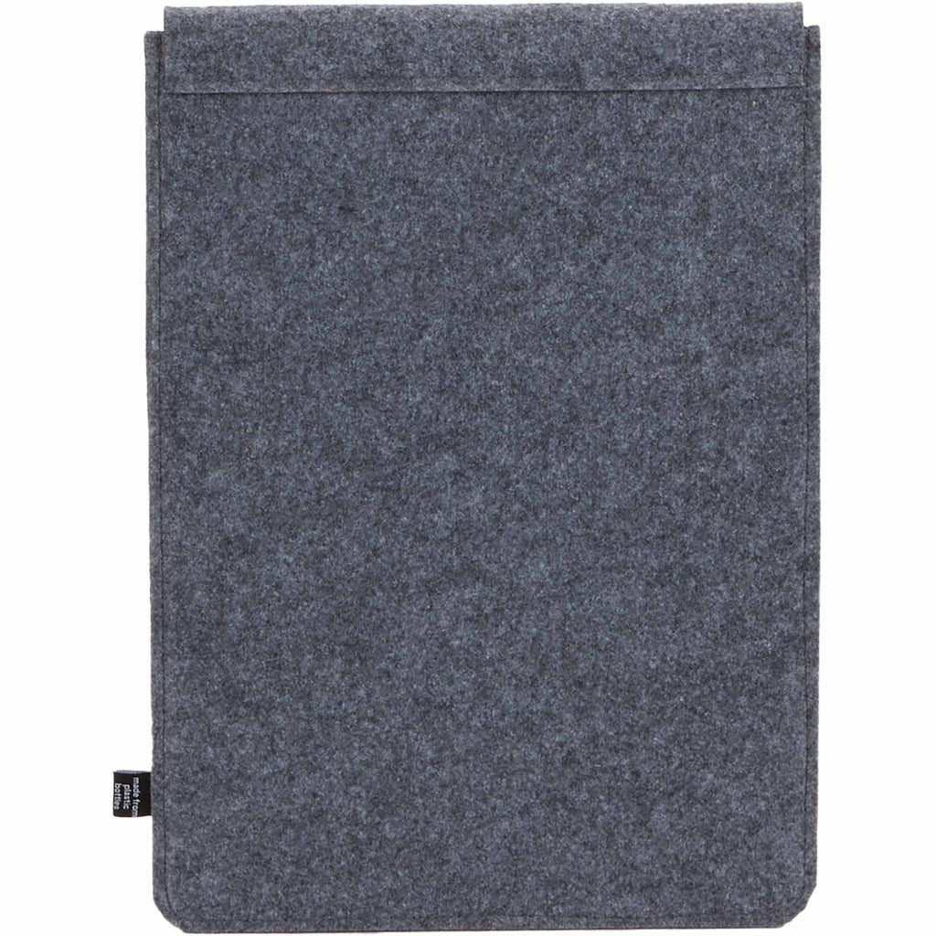 Recycled Felt Business Sleeve with Front Flap Embroidery - Charcoal - Back