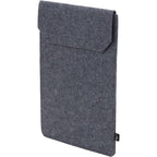 Recycled Felt Business Sleeve with Front Flap Embroidery - Charcoal - Left Angle