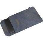 Recycled Felt Business Sleeve with Front Flap Embroidery - Charcoal - Propped Laptop 2