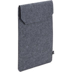 Recycled Felt Business Sleeve with Front Flap Embroidery - Charcoal - Right Angle