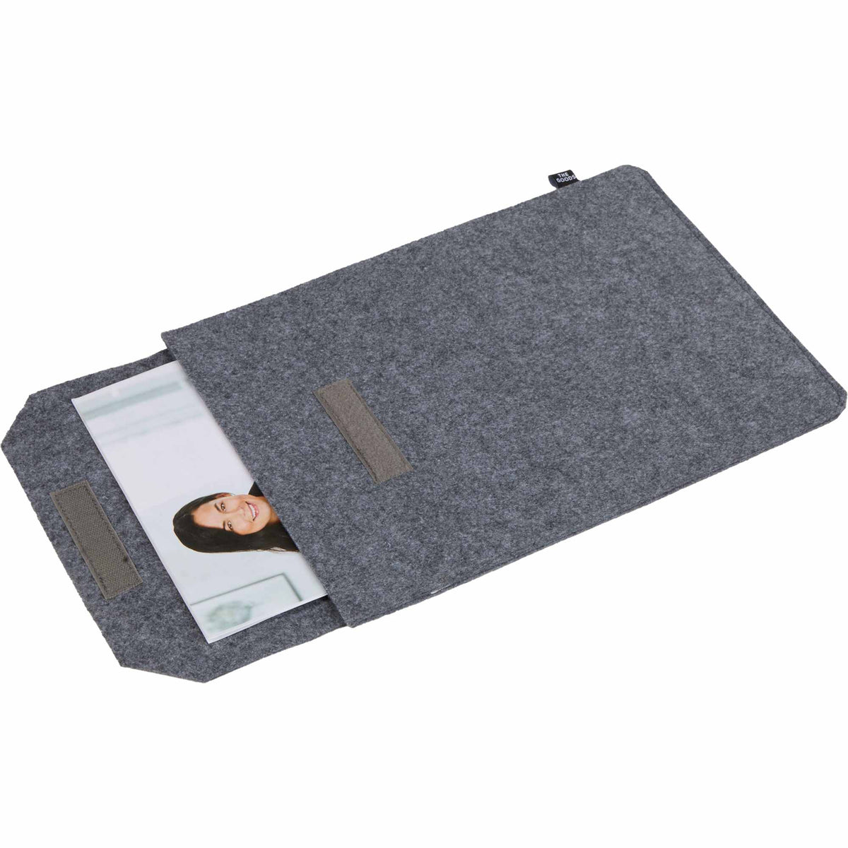 Recycled Felt Business Sleeve with Front Flap Full Color - Charcoal - Propped Documents