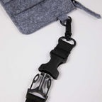 Recycled Felt Lanyard Wallet with Wristlet Strap Full Color - Charcoal - Detail