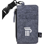 Recycled Felt Lanyard Wallet with Wristlet Strap Full Color - Charcoal - Front