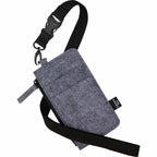 Recycled Felt Lanyard Wallet with Wristlet Strap Full Color - Charcoal - Left Angle 2